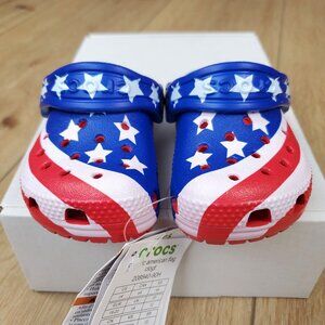 Crocs Classic American Flag Clog Toddler 4 /C4 Stars Stripes Patriotic USA Kids